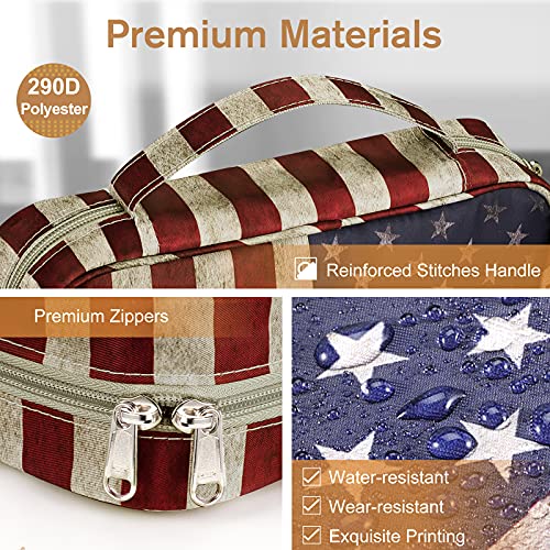 Image of FINPAC Bible Cover, Carrying Book Case Church Bag Bible Protective with Handle and Zippered Pocket, Gift for Mother Lady Women Men, US Flag