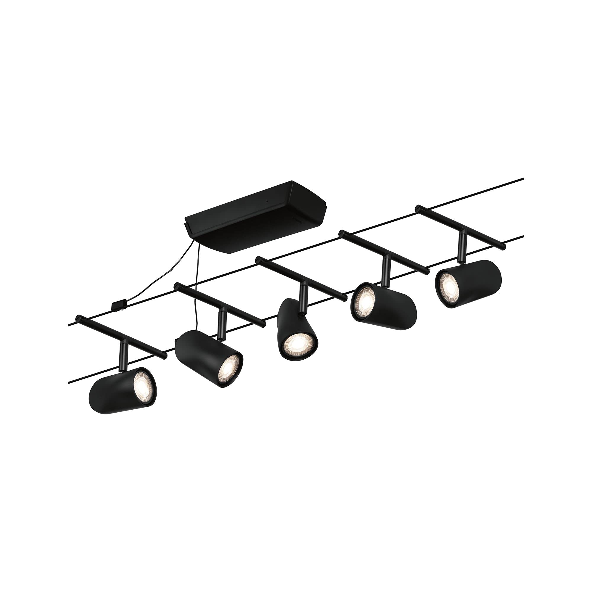 Paulmann CorDuo Seilsystem Set Cup DC max. 5x10 Watt Schwarz matt GU5,3 Drahtseilsystem