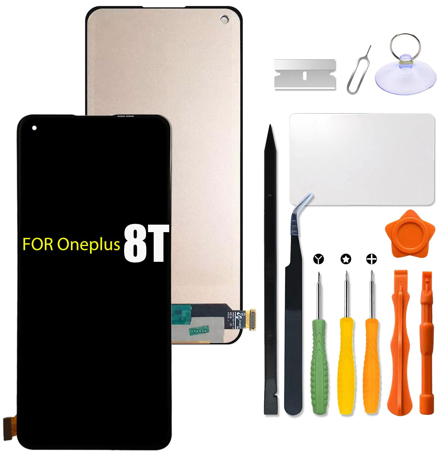 Replacement for OnePlus 8T | 8T+ 5G LCD Screen INCELL for OnePlus KB2001 KB2000 KB2003 KB2005 KB2007 LCD Touch Screen Display Panel Digitizer Assembly with Repair kit(No Figerprint Function)