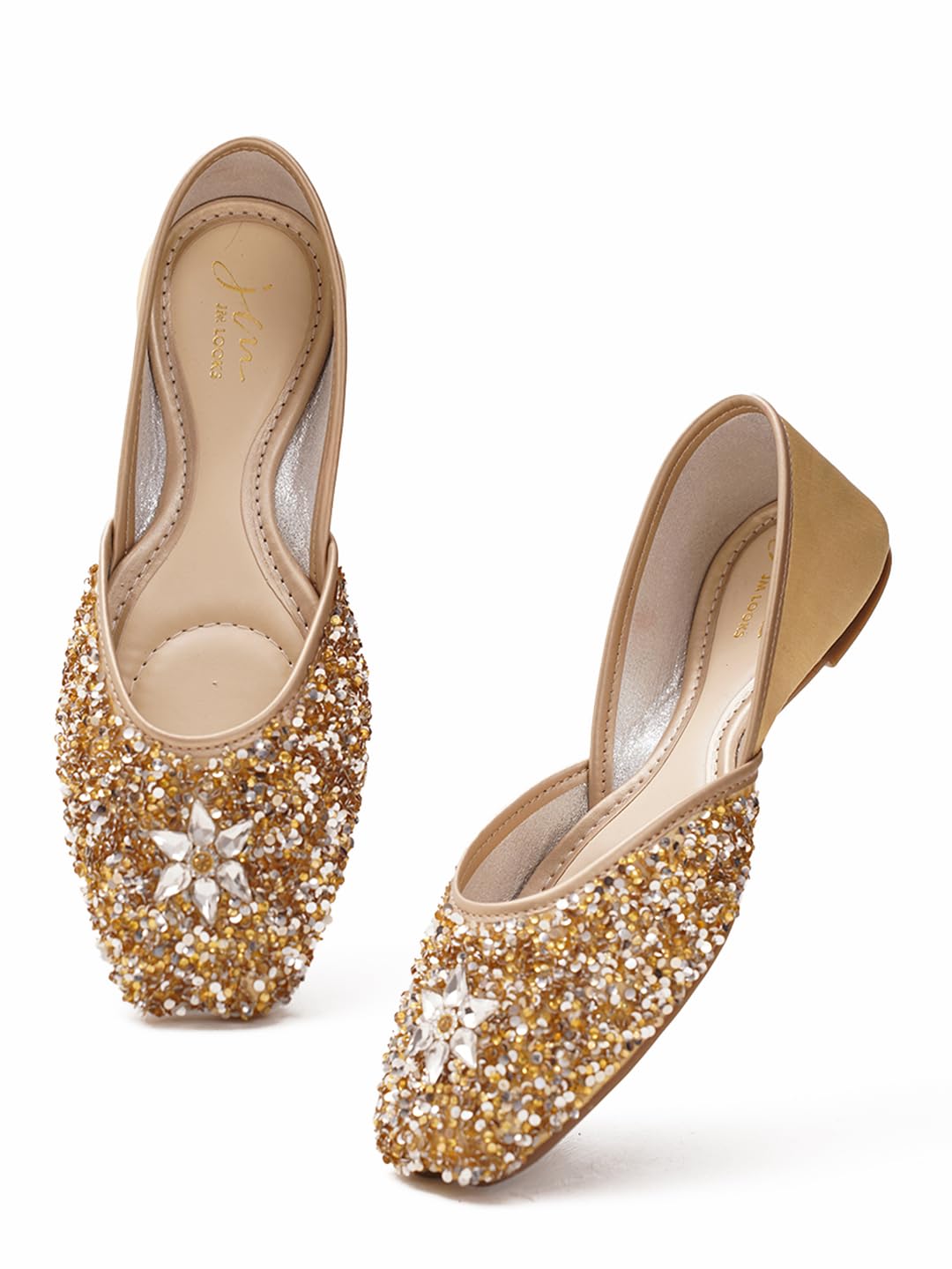 1 Designer Punjabi Jutti for Women | Stone & Pearl Embellished Mojari for Brides & Special Occasions