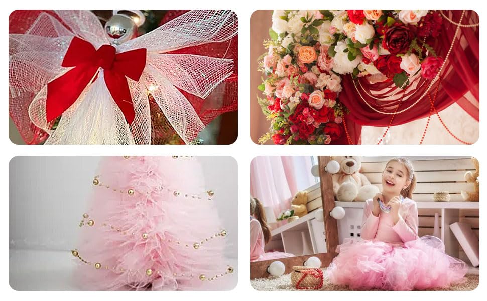 Rouleau Tulle Rouge 100 M × 15 Cm – Tissu Tulle Fin Pour Mariage, Décoration, Tutu, Couture, Emballage Cadeau Et Bricolage Fête