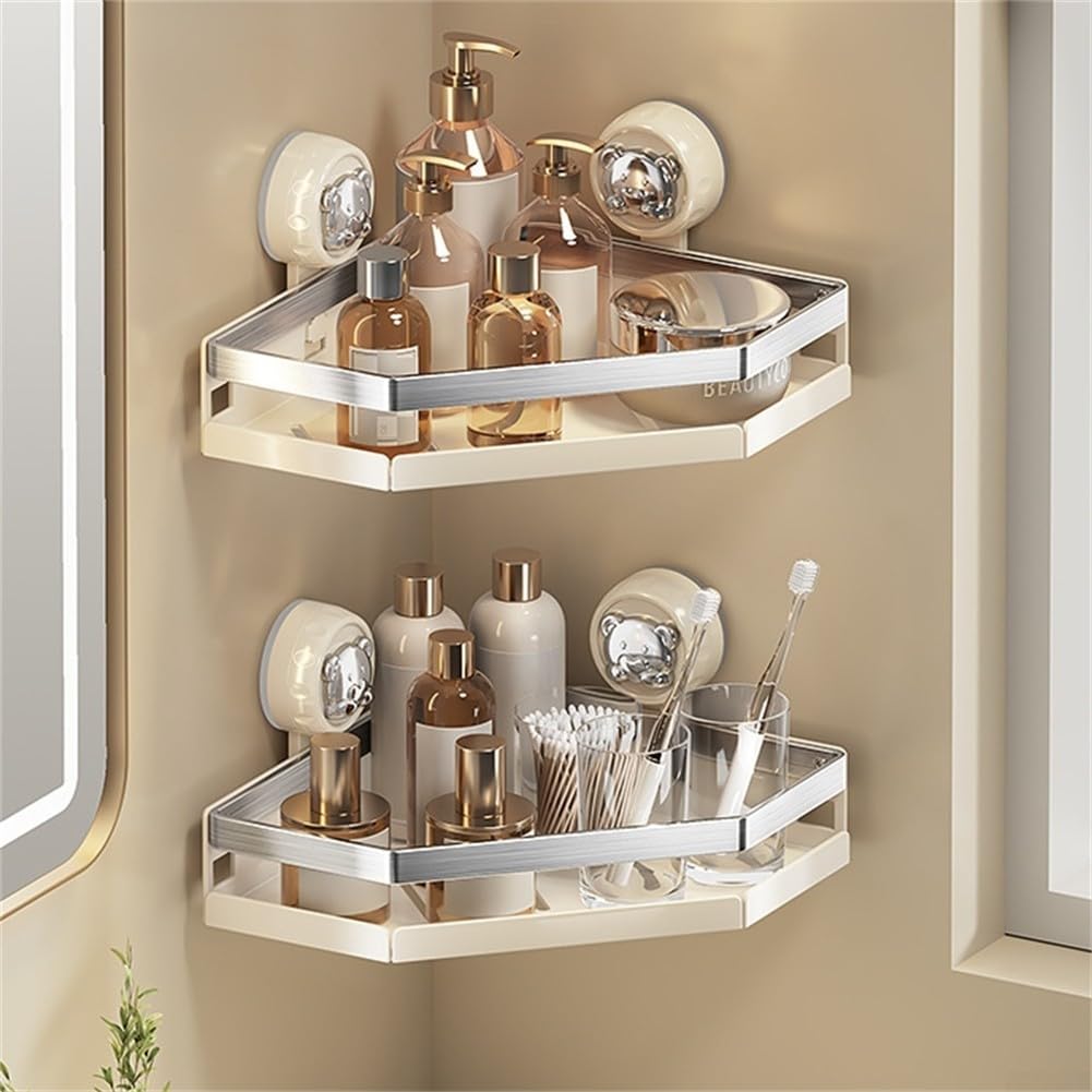 1 PC Corner-adaptive Suction Cup Shower-Caddy Bathroom Corner Shower Shelves Suction Cup Wall Mount Shampoo Organizer Holder Drill-Free