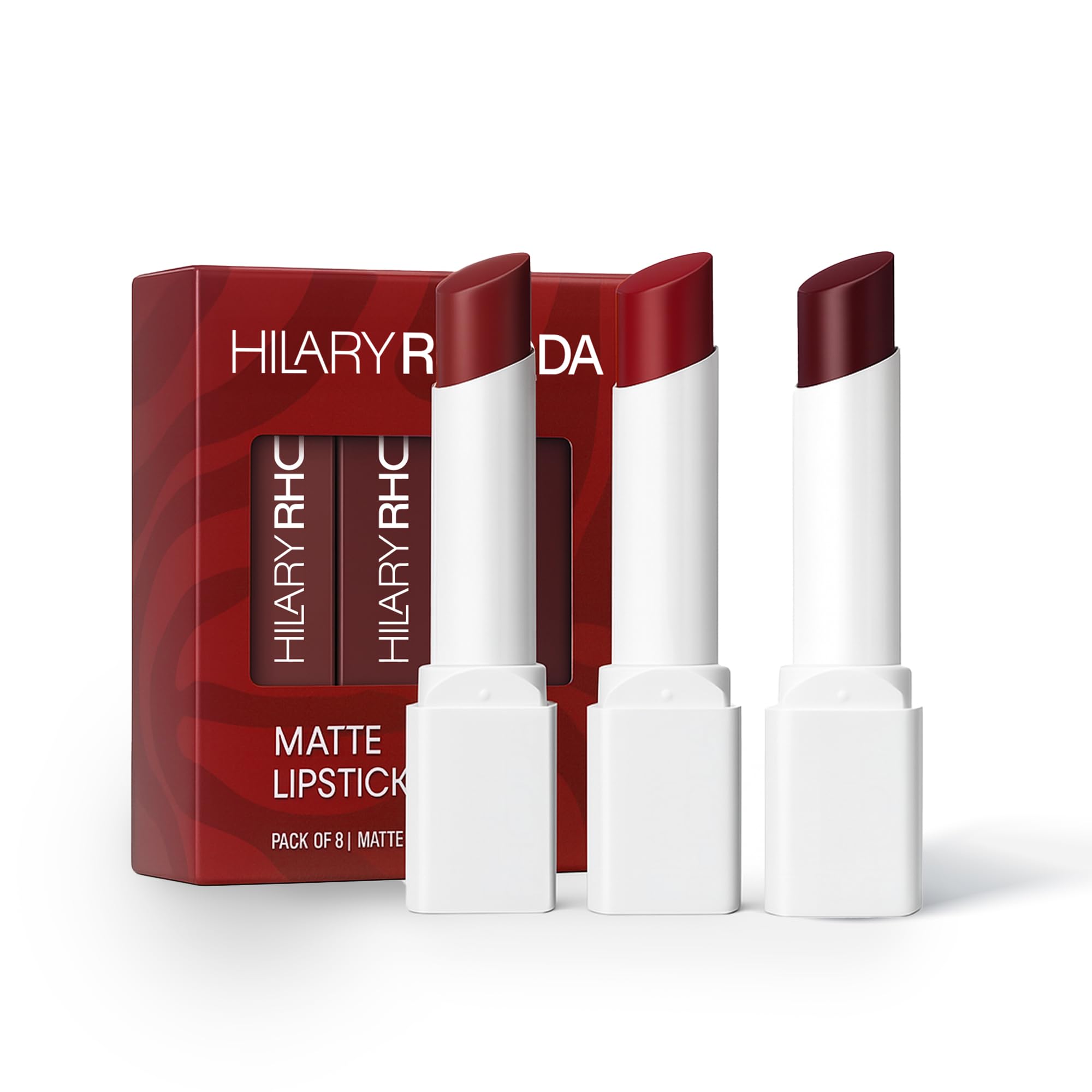 Hilary Rhoda Matte Trio Lipstick | Matte Finish & Long Lasting Lipstick | Pack of 3 Lipsticks | Highly Pigmented & Glides Smoothly | Vegan & Cruelty-Free - (Red-volution Trio, 3g x 3U)