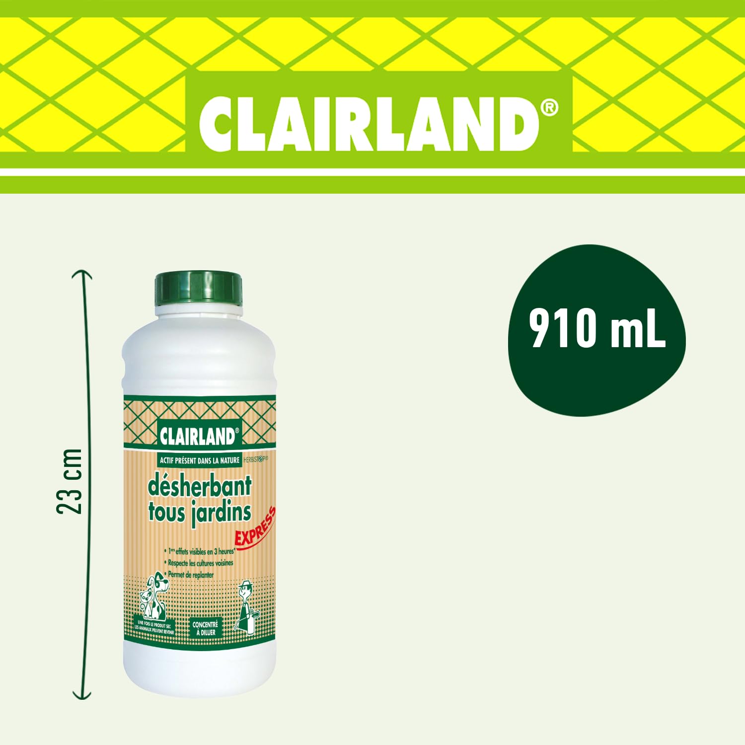 CLAIRLAND Désherbant Concentré 910 mL Actif Naturel Tous Jardins
