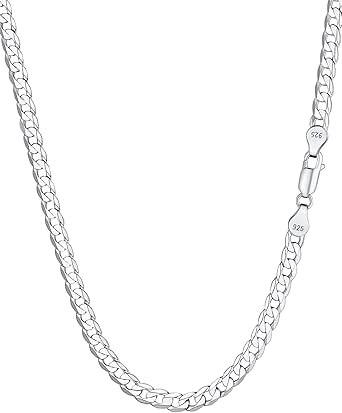 Silvora S925 Sterling Silver Chain, 3mm/5mm Hypoallergenic Sturdy Cuban Curb Chain Necklace Hip Hop Jewellery for Men Women Boy