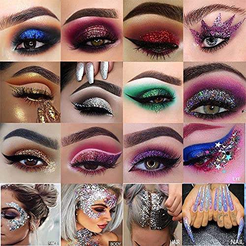 Evpct 40 Colors Glitter Sparkle Glue Eyeshadow Makeup Palette,Green White Silver Gold Red Bright Shimmery Sparkly Smoky Pressed Glitter Professional Eyeshadow Pallet Palettes Eye Glitter Gel For Eyes thumb #5