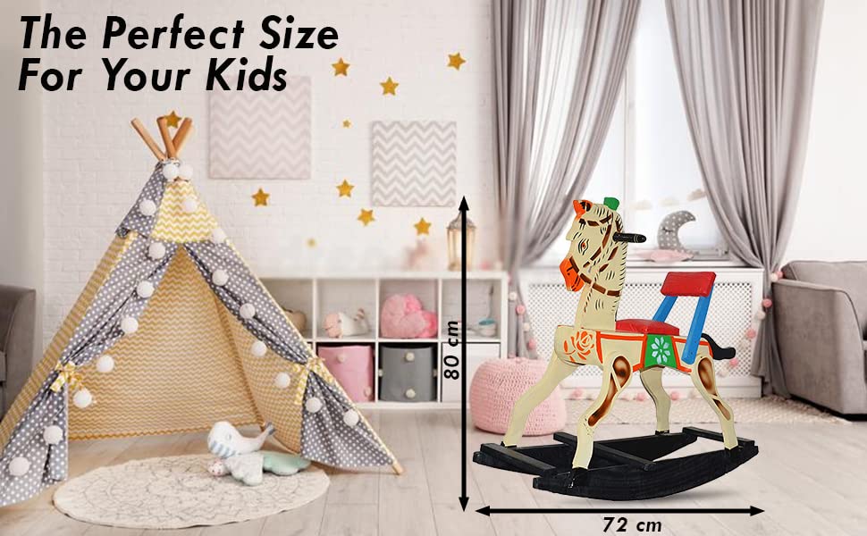 TRU TOYS Wooden Rocking Horse Rocker Ride-on Toy for Indoors and Outdoors | Channapatna Wood Rocking Horse | Handmade Wooden Toys Toddler Gift| Gift for Kids/Boys/Girls (2-5 Years) (Green) 4