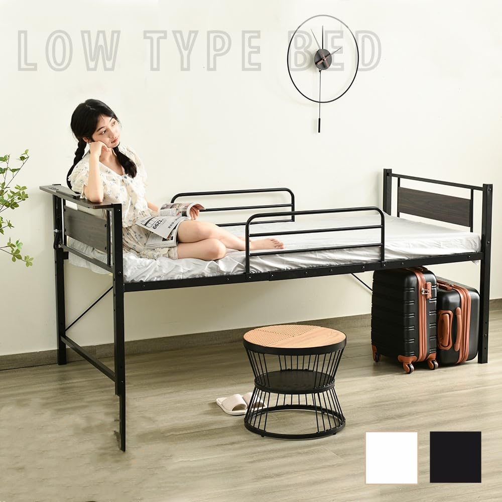 Amazon｜ロータイプベット 宮棚 ベッド シングル ロング 高さ調節 3