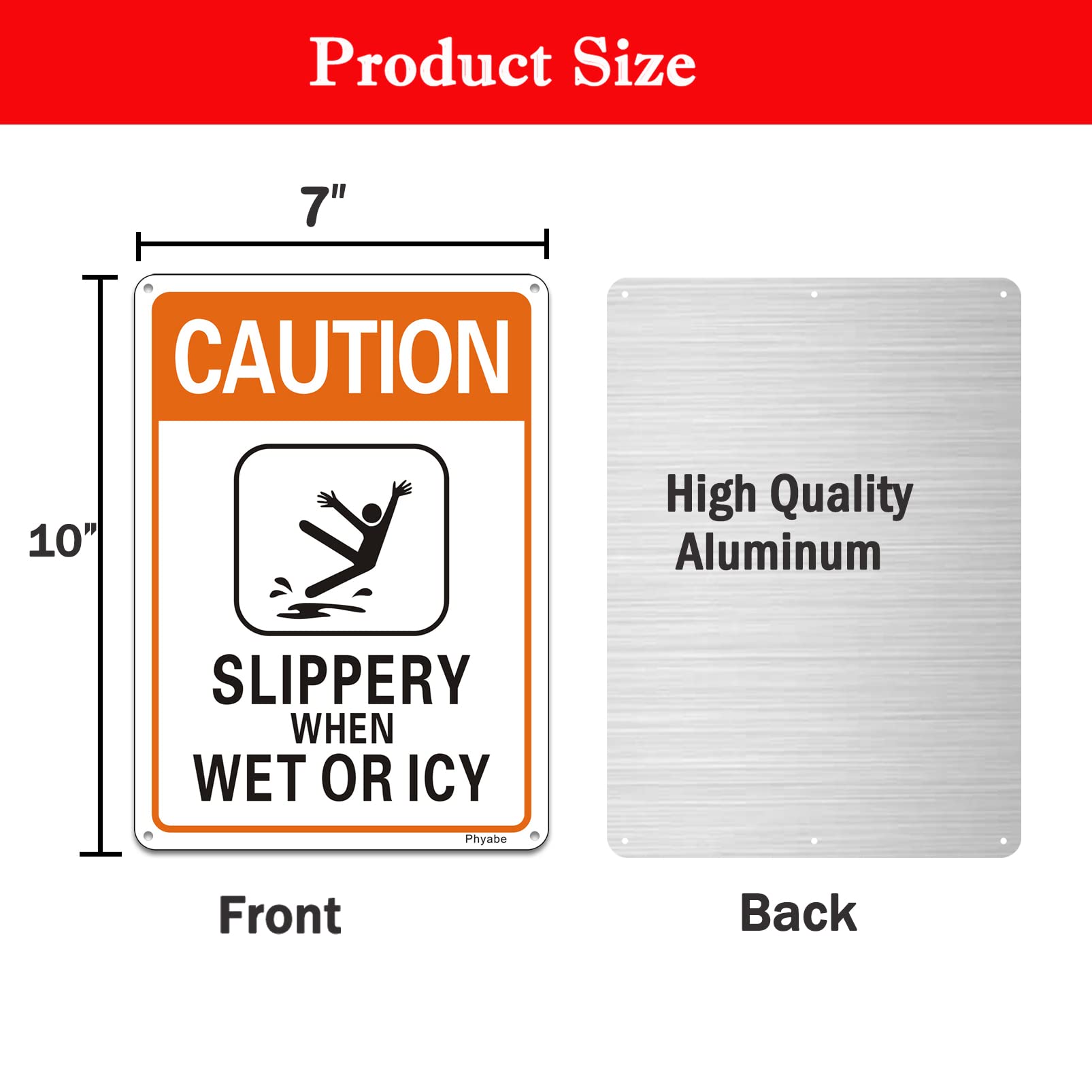 Caution Slippery When Wet or Icy Sign, 10" x 7" Reflective,Rustfree Aluminum,UV Protected and Weatherproof, Outdoor & Indoor Use - Image 2