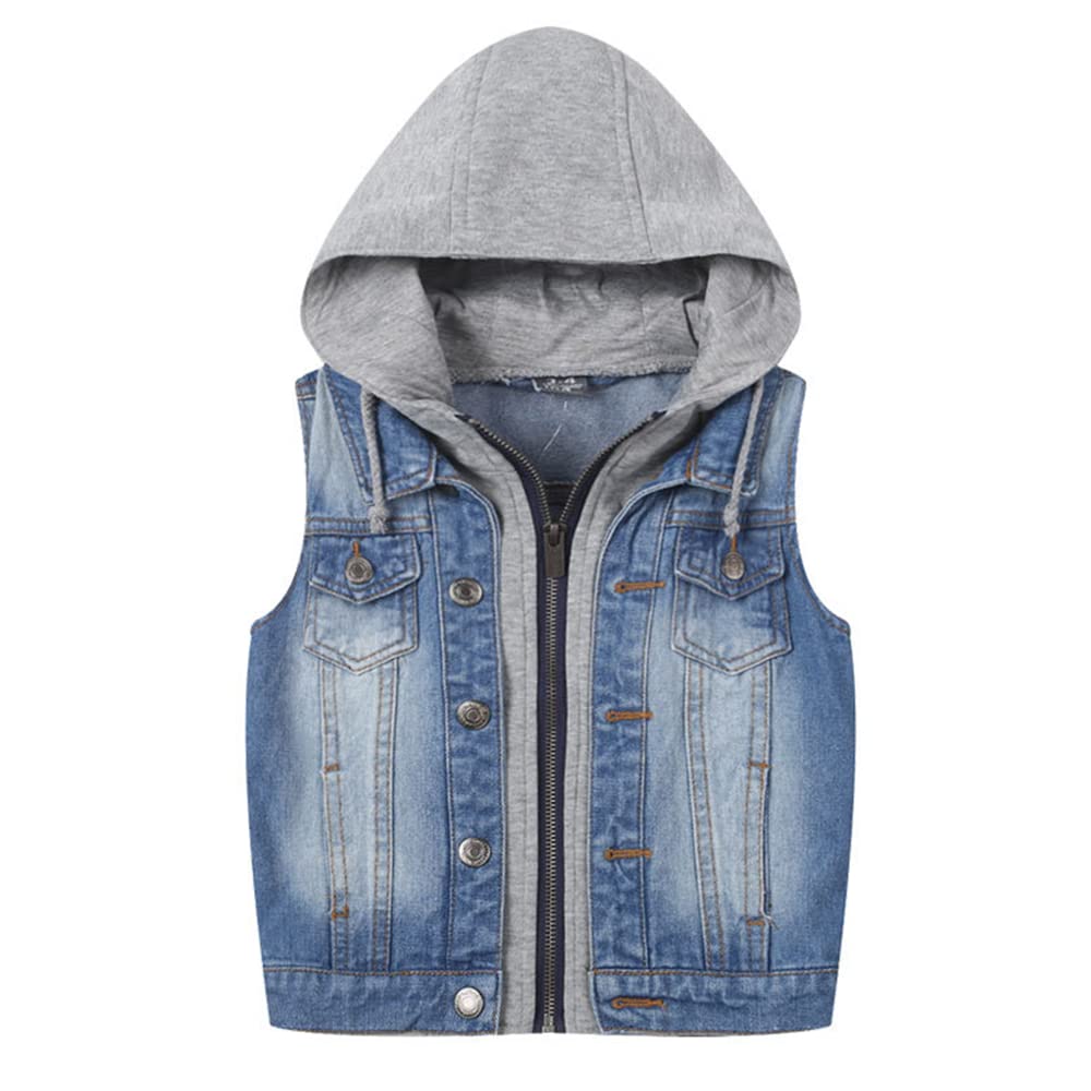 Chaqueta Vaquera Niños Chaleco sin Mangas con Capucha Abrigo Infantil Causal Jacke Niñas Primavera Otoño Top de mezclilla