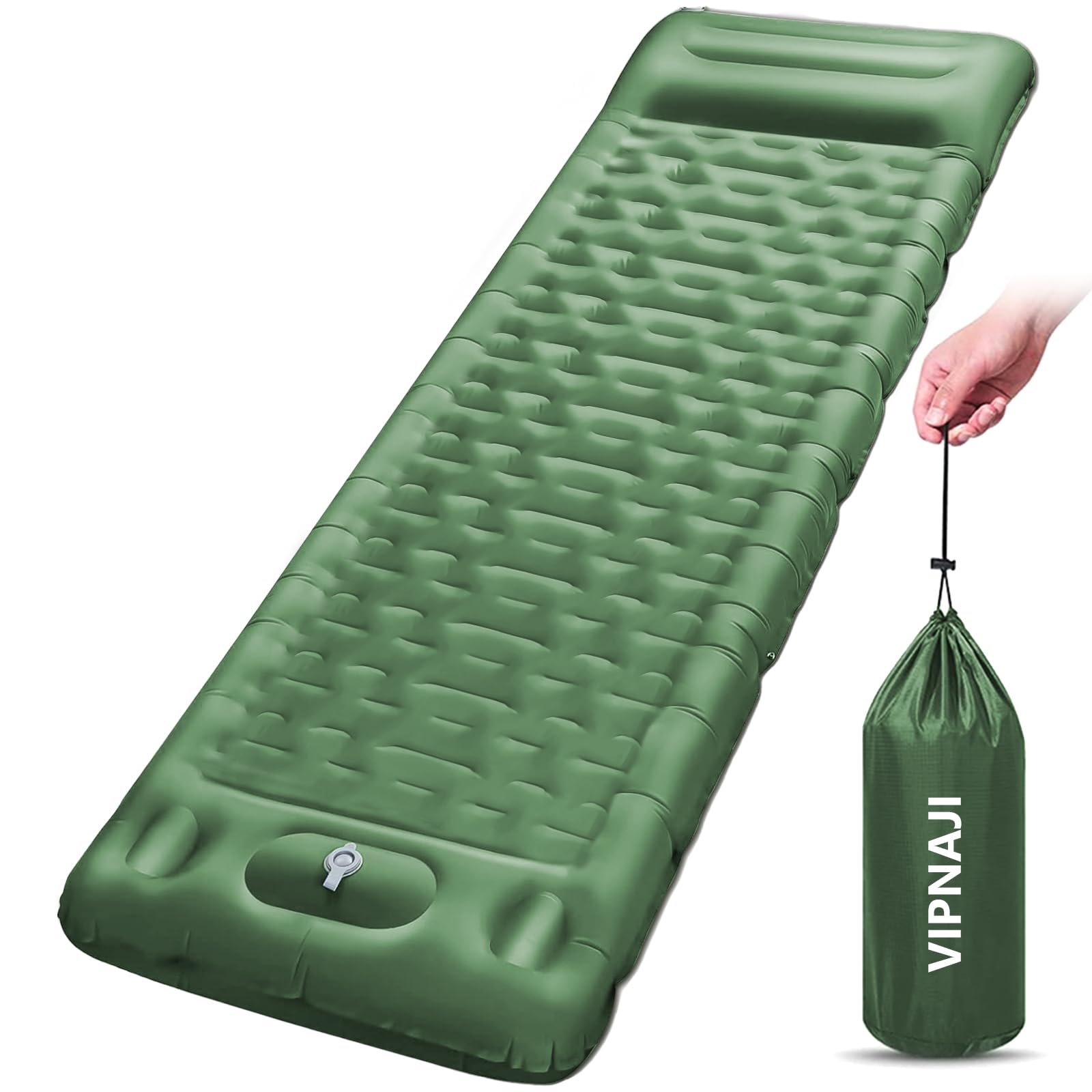 Materassino Campeggio Autogonfiante, Ultraleggero Materasso Gonfiabile Singolo con Cuscino, Portatile materasso per Campeggio, Spiaggia, Escursionismo, Tende, Confortevole e Salvaspazio