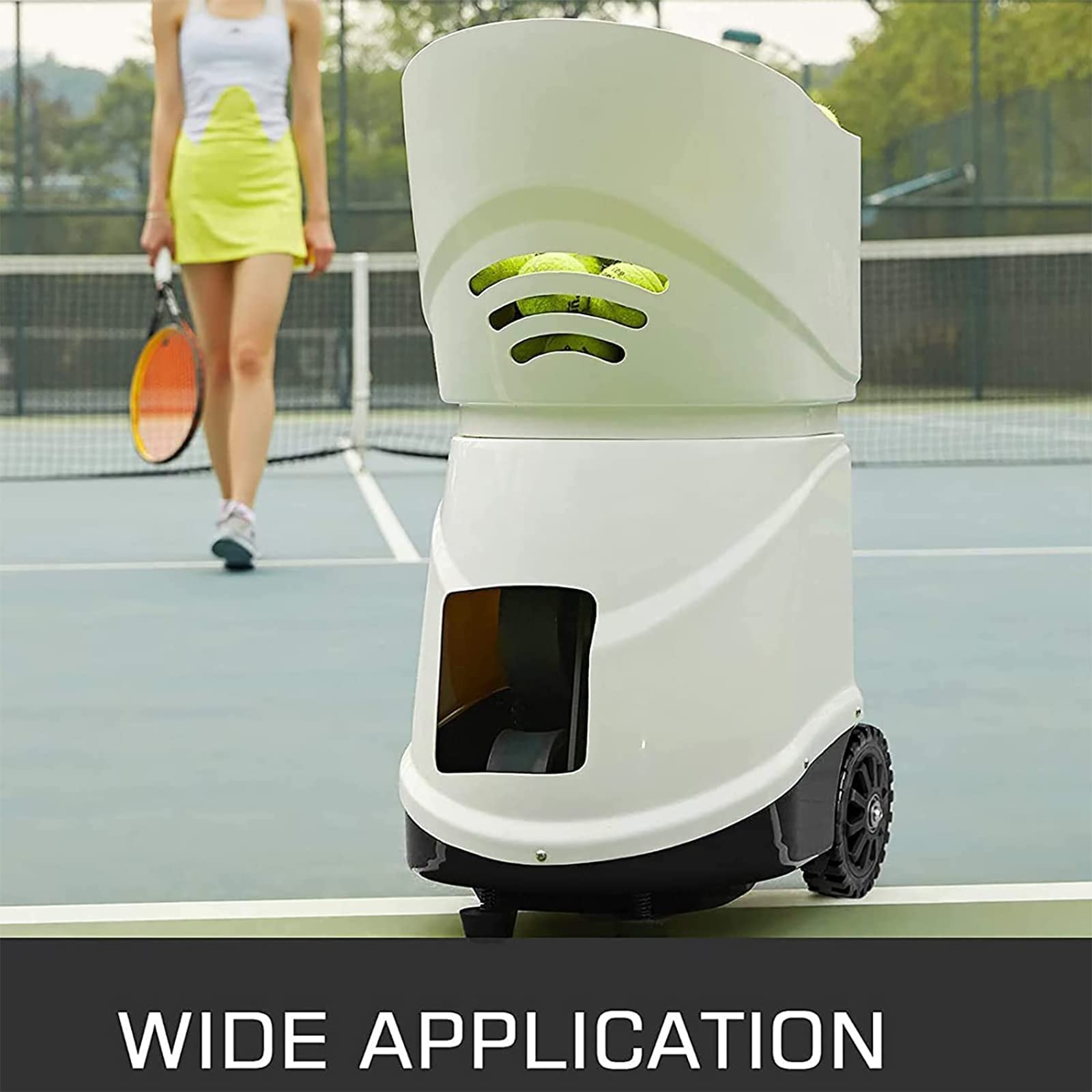 Lanciatore Automatico Tennis, Macchina per Palline Tennis, Telecomando App Mobile (velocità, Frequenza, Angolo, Rotazione, ECC.), Contiene 150 Palline, Adatto Tutti I Giocatori di Tennis