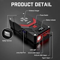 BIUBLE 24000mAh Autó Indító 12V Benzin Diesel Járműhöz Vezeték Nélküli Töltővel 7