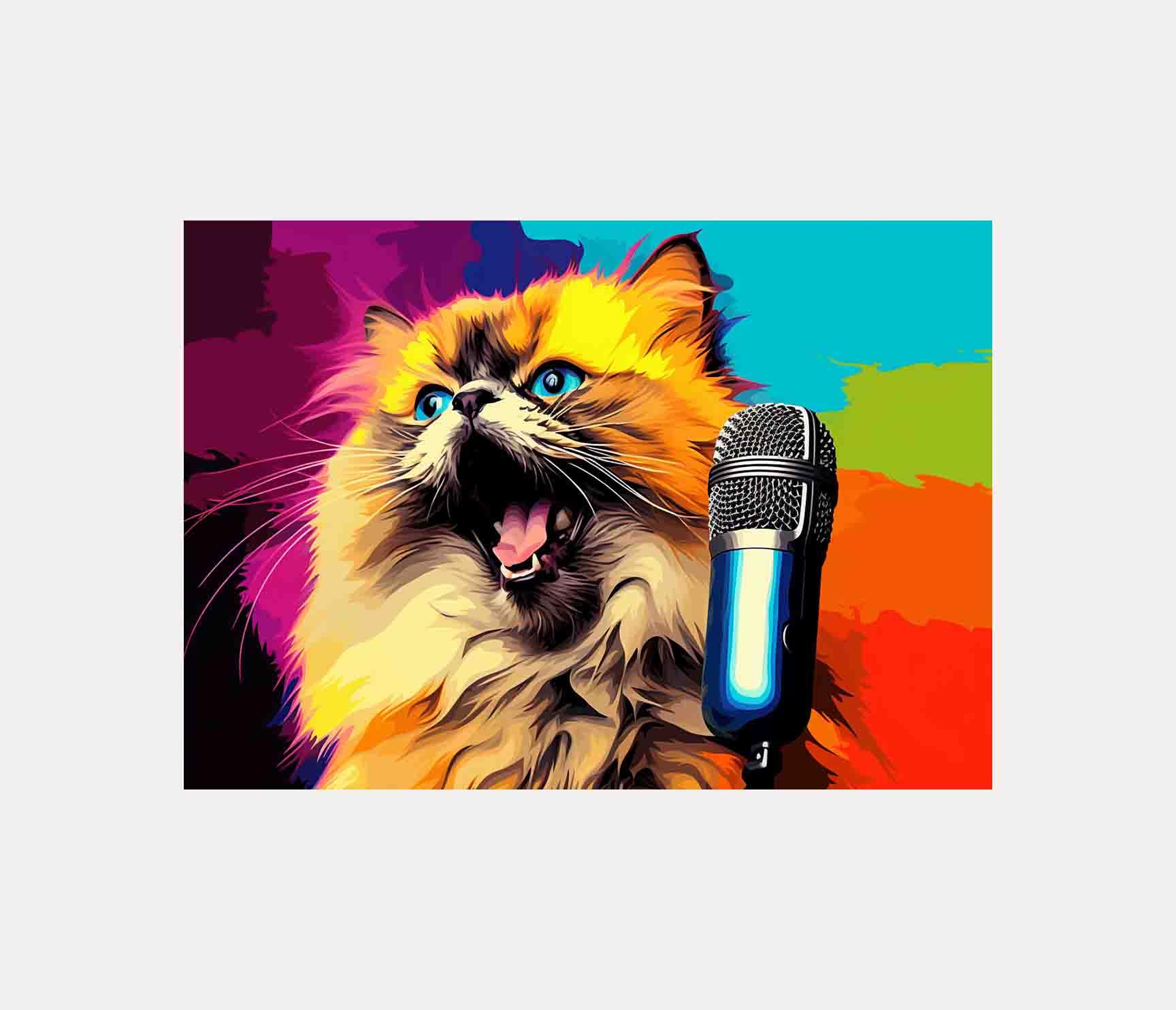 Amazon.co.jp: 猫が歌うポップアート 壁装飾 ポスター&プリント