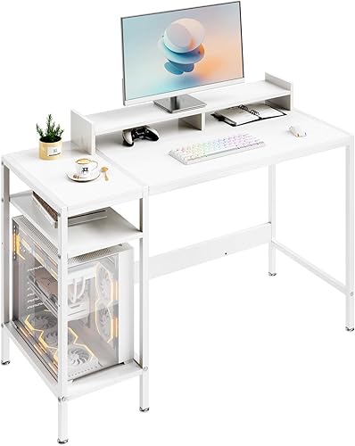 Miniatura 52 de Escritorio para computadora, escritorio para juegos de 43 pulgadas, escritorio de oficina en casa con almacenamiento, escritorio pequeño con soporte