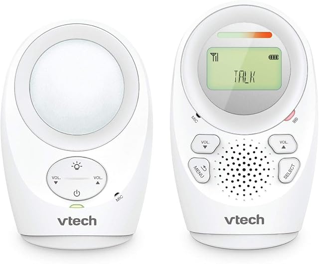VTech DM1211 Enhanced Range Digital Audio Baby Monitor with Night Light, 1 Parent Unit, Silver & White