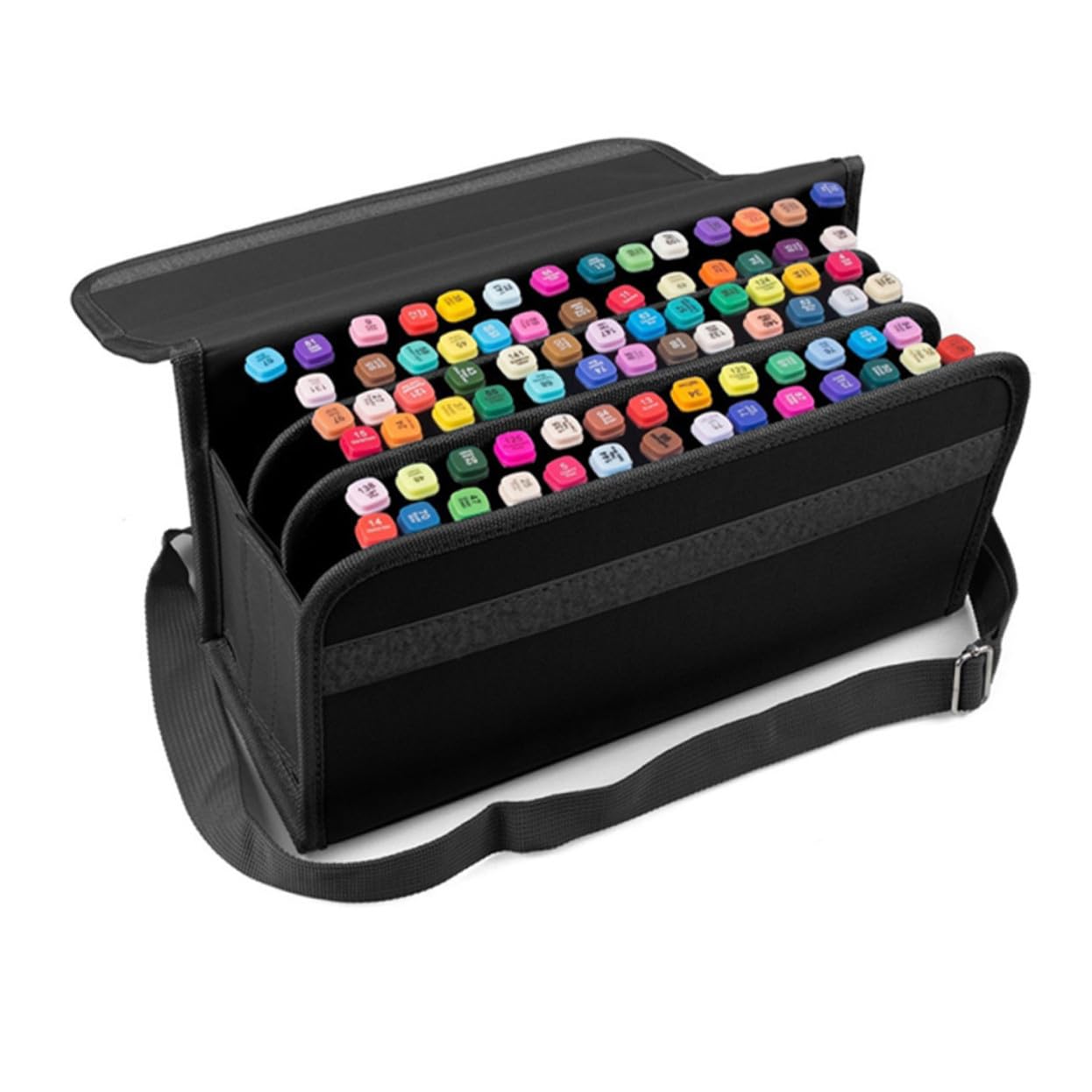 Custodia Porta Pennarelli con 80 Scomparti Nero, Organizer Portatile per Pennarelli da Disegno, Custodia Protettiva per Arte e Ufficio