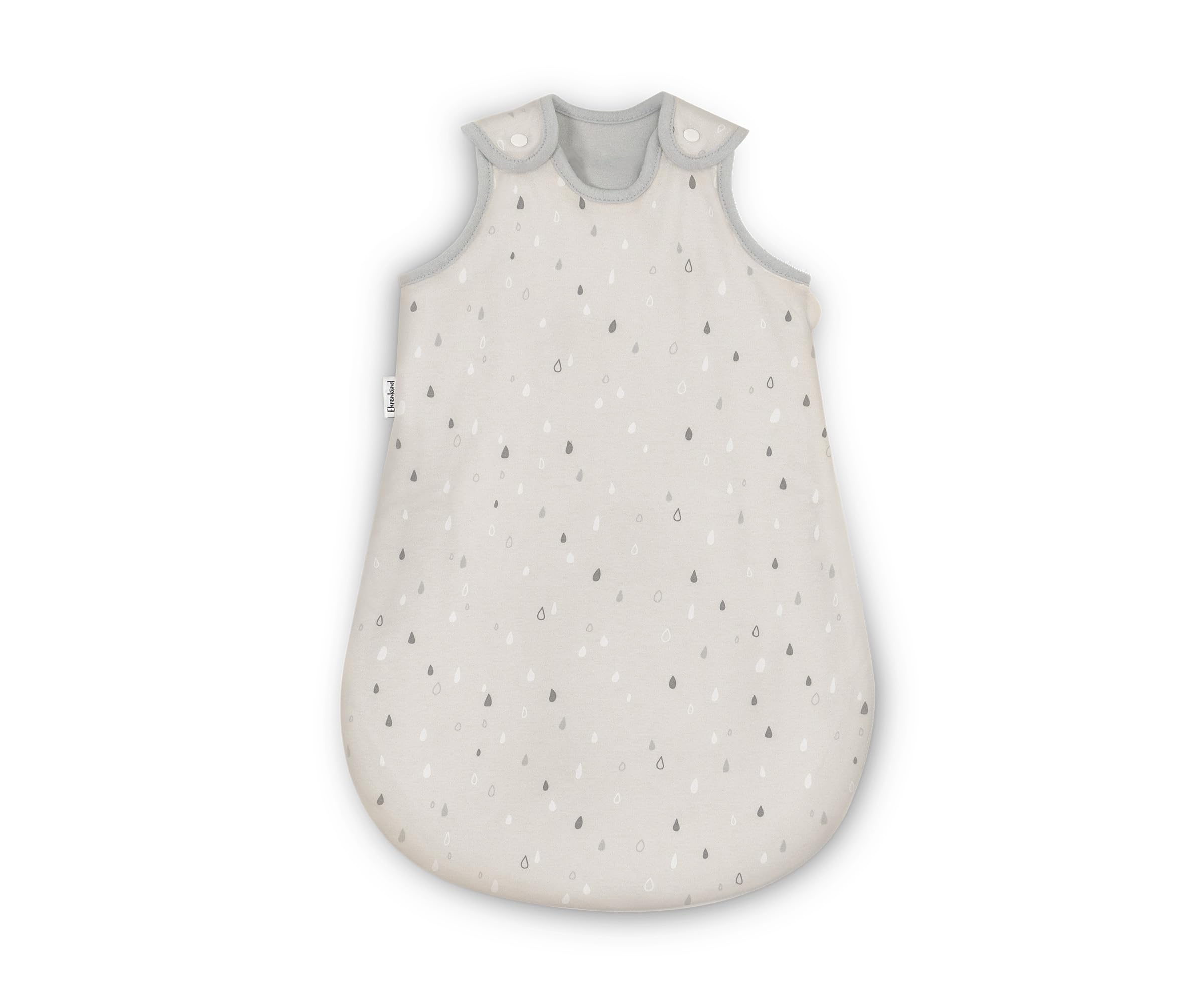 Ehrenkind® Baby Sommerschlafsack Rund | Bio-Baumwolle | Sommer Schlafsack Gr. 86/92 Natur-Graue Tropfen | Schlafsack Baby Schlafsack Kinder