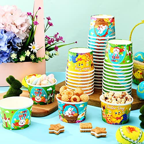 120 Pcs 9 Oz Happy Easter Ice Cream Cups Bunny Egg Chick Paper Snack Cups Disposable Soup Bowls Dessert Sundae Bowls Holiday Paper Bowls Paper Cup For Hot Or Cold Food Easter Party Supplies #TOP6