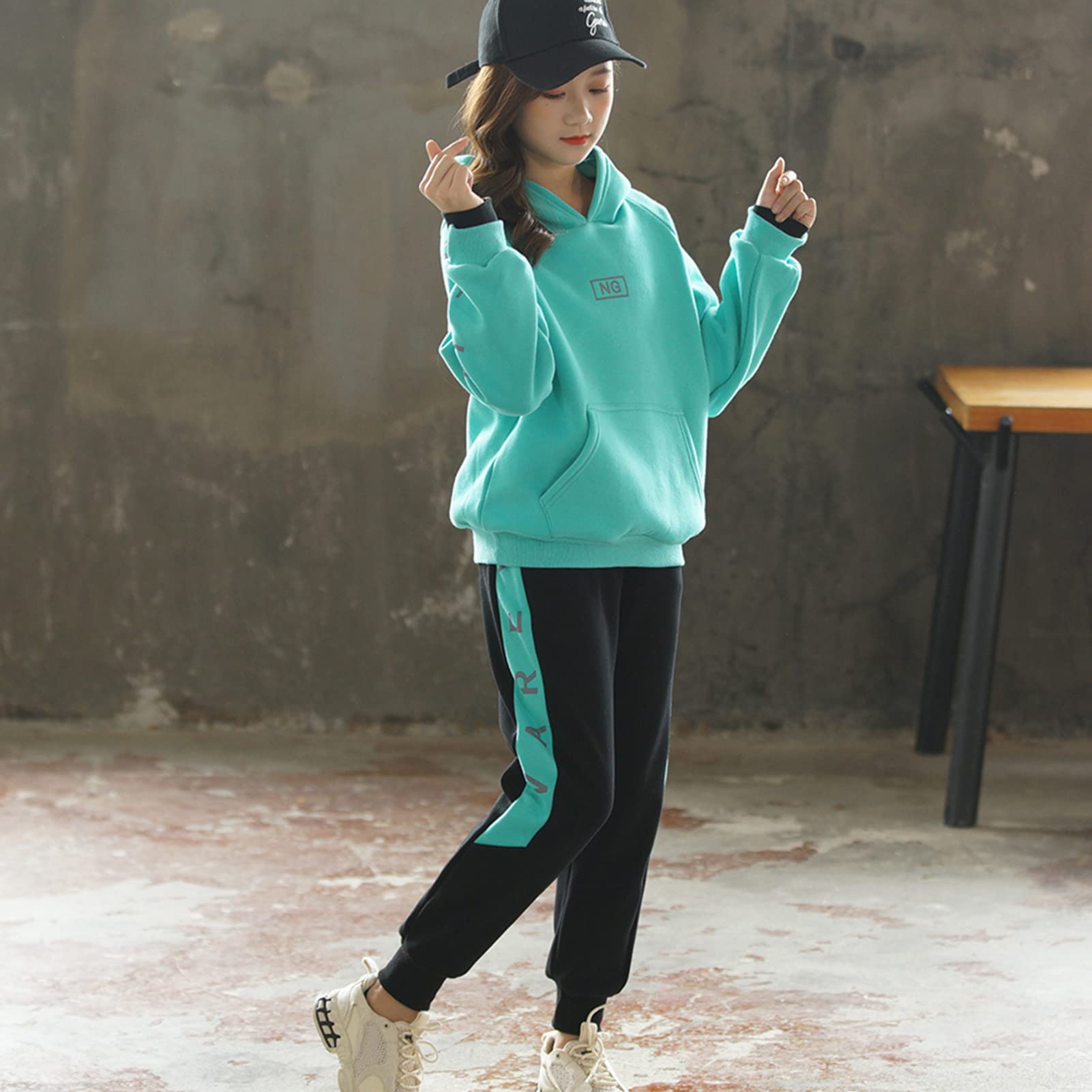 Tuta da jogging per bambini, 2 pezzi, con giacca e pantaloni da jogging verde 146 cm