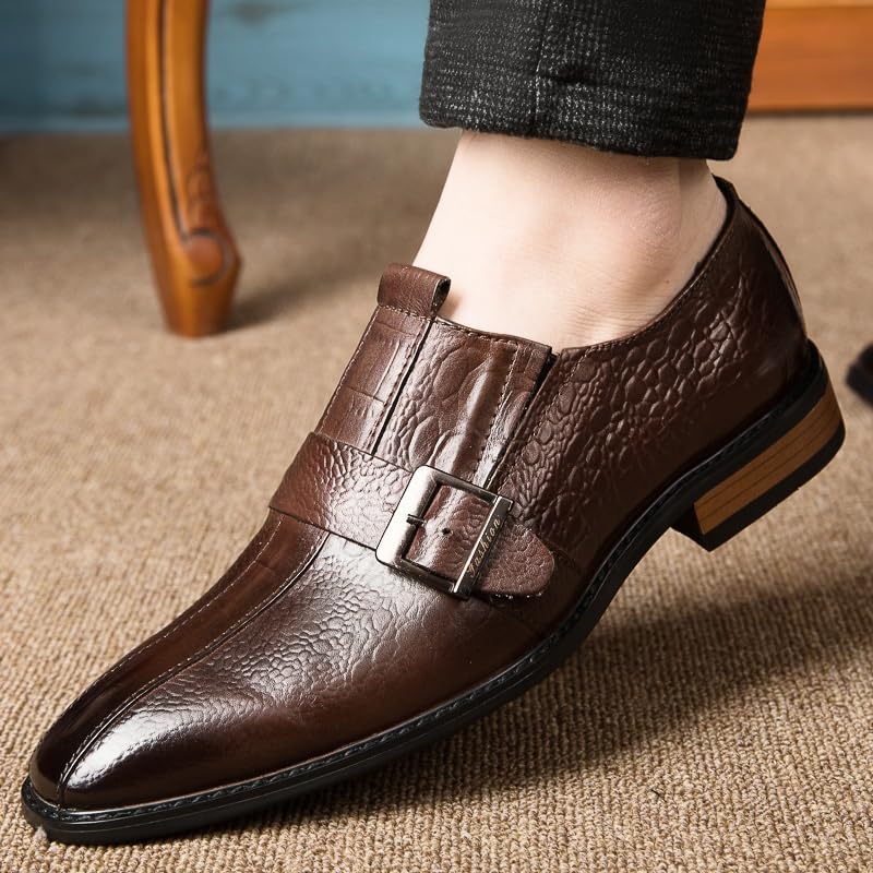 Men Dress Monk Shoes Uniform Casual Round Toe Slip On Party Low Top Shoe Vegan Leather2