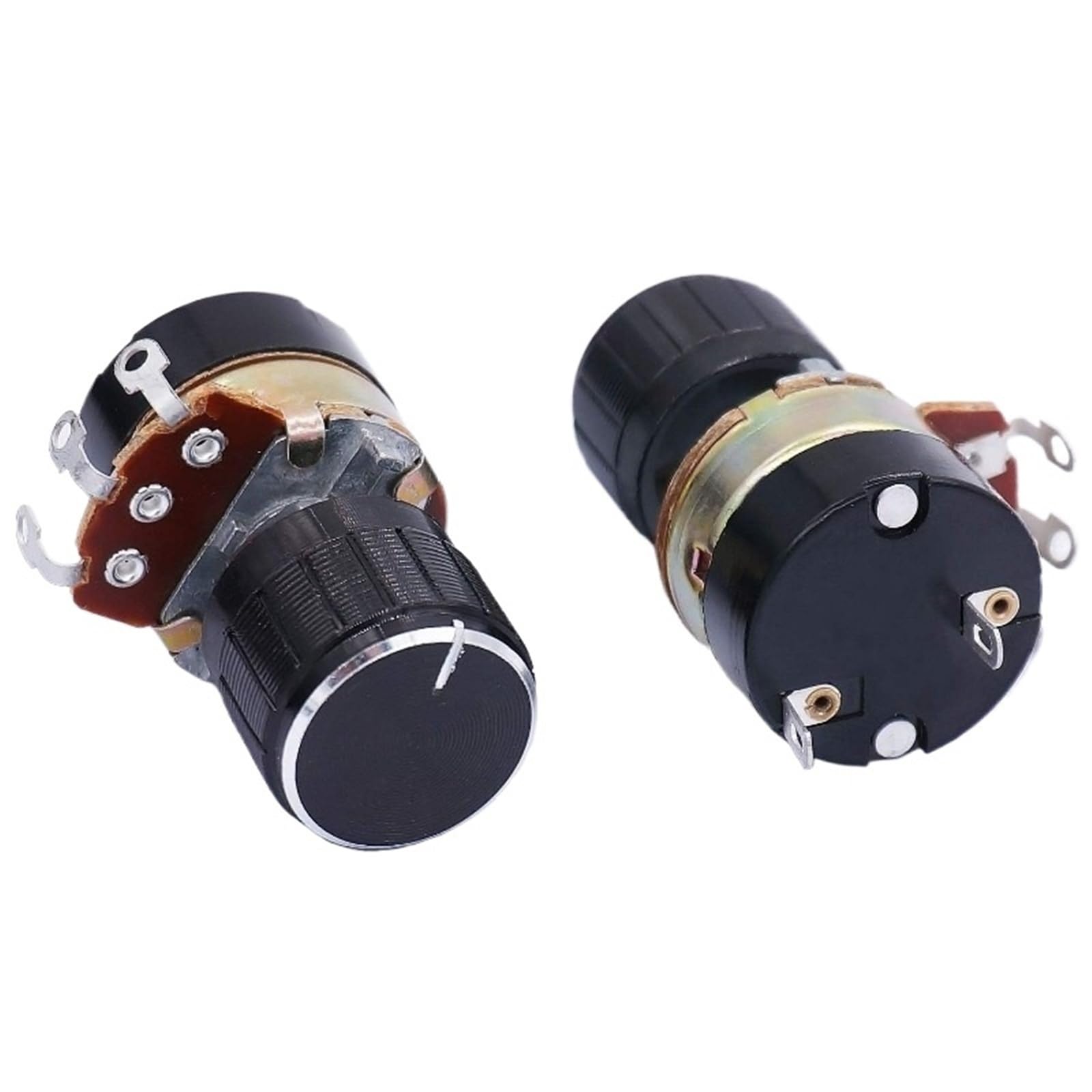 2Sets WH138 B5K B10K Ohm Single Linear Taper Dimmer Potentiometer mit Schalter und schwarzer Legierung 2Pcs(500K Ohm)