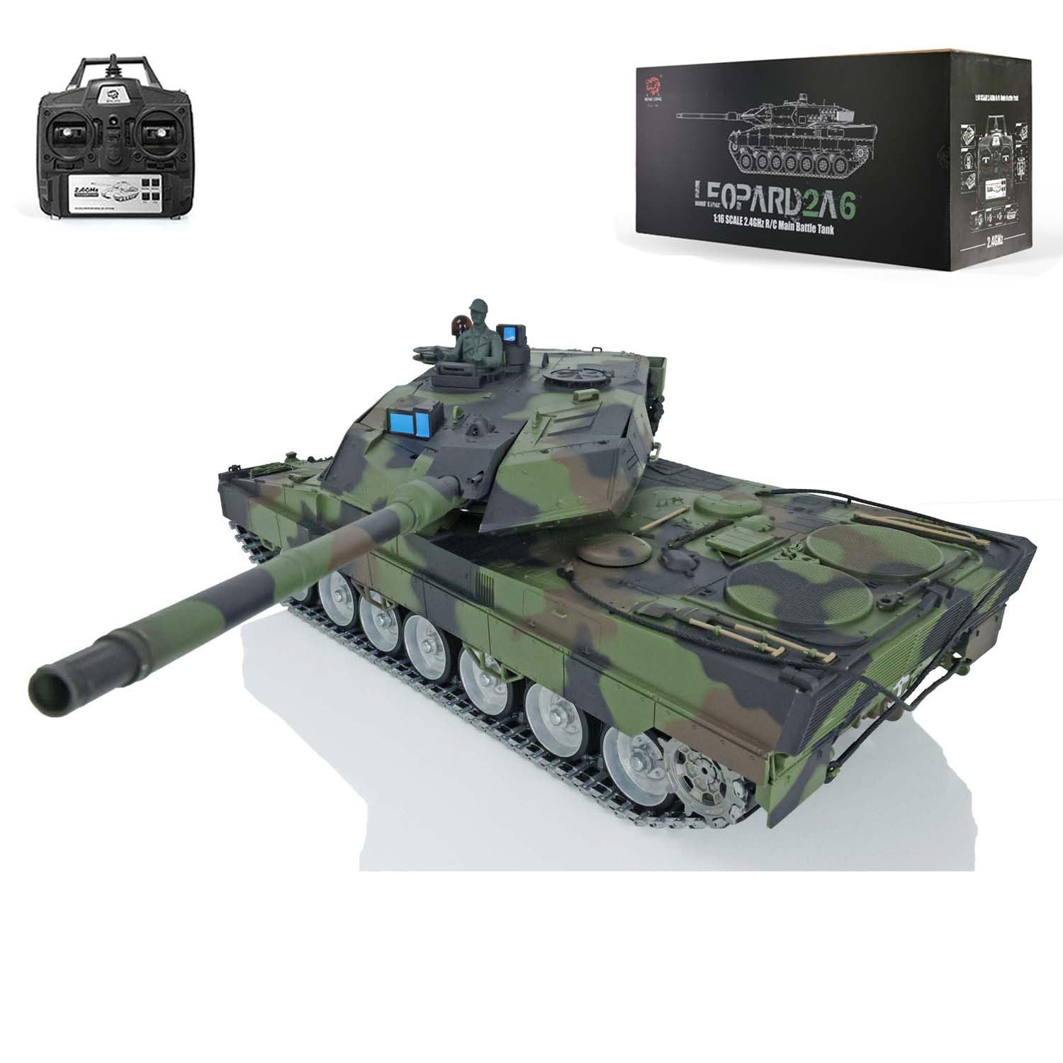 Disponibile negli Stati Uniti, Carro armato RC 1:16 Leopard2A6, cingoli in metallo, torretta 360, tiro BB, combattimento a infrarossi, fumo, per adulti, maschio, carro armato RC