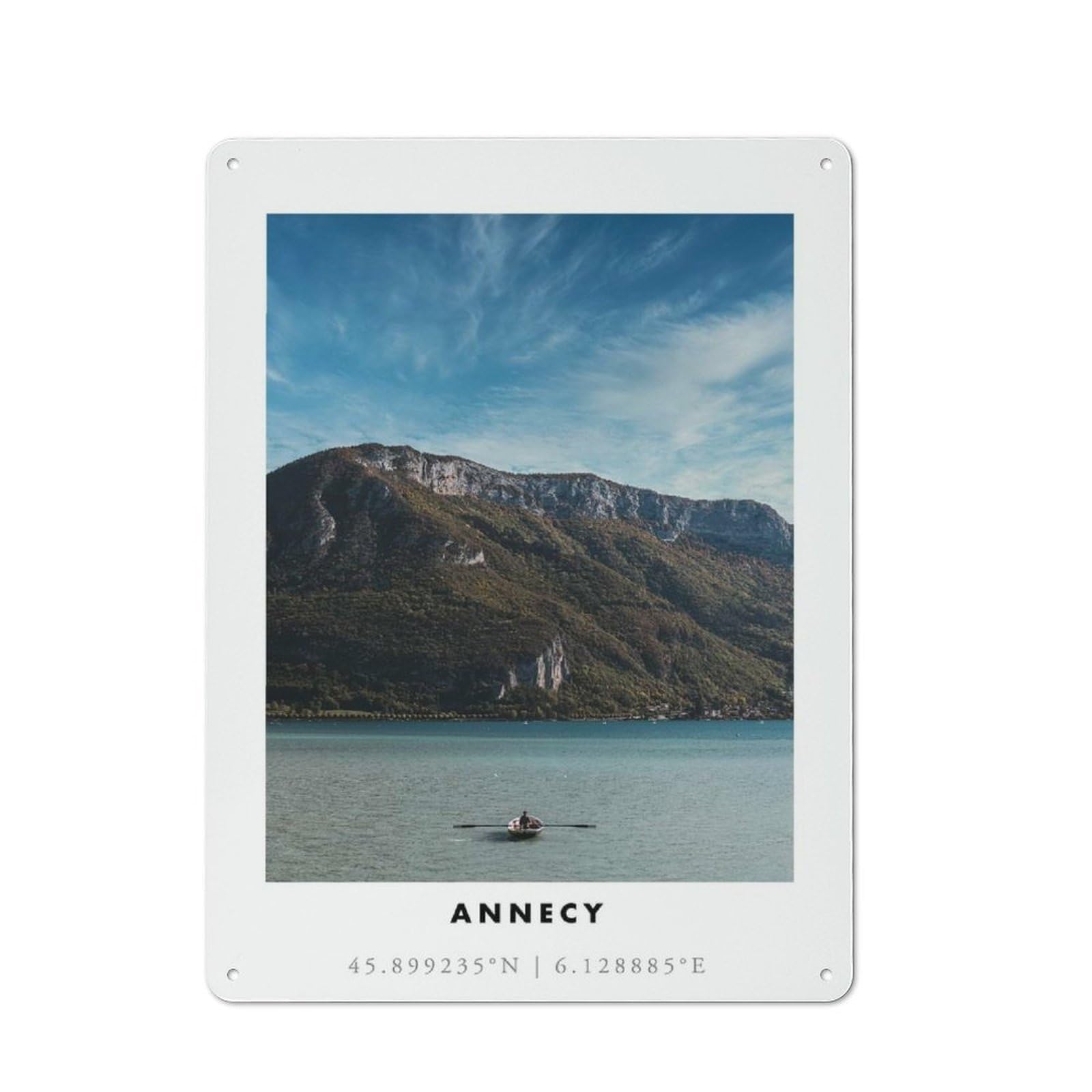 Junmoney Style-5 Tin Wall Plaque 40X30cm With Annecy Lake View For Home Bar Wall, New-Space Wall Decor For Hosts Who Enjoy Retro Interiors