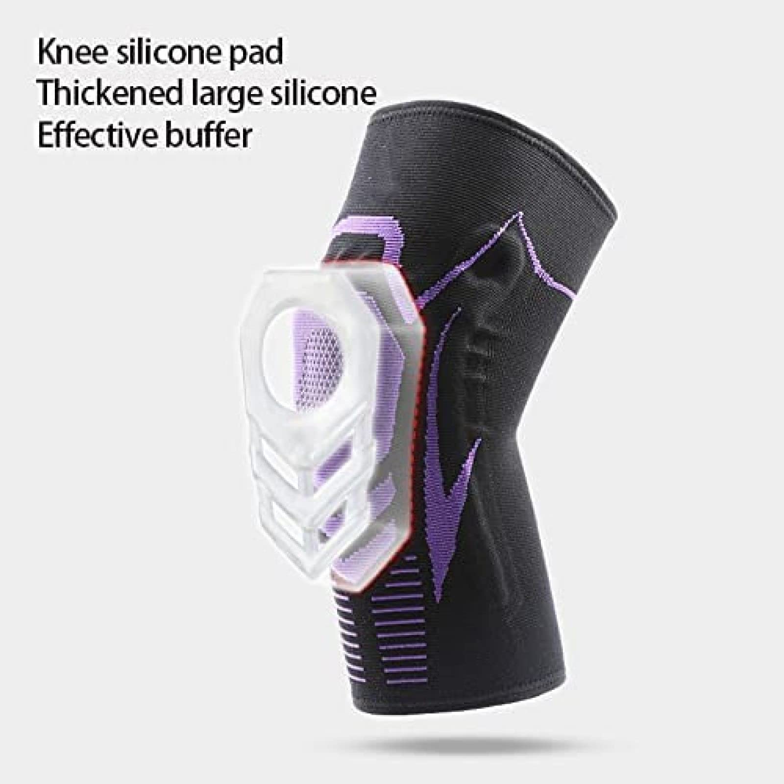 1 Paar Knieorthese, Patella-Schutz, Silikon-Feder-Knieschoner, Basketball, Laufen, Kompressions-Kniebandage, Unterstützung für Sport-Knieschoner, Lila, M