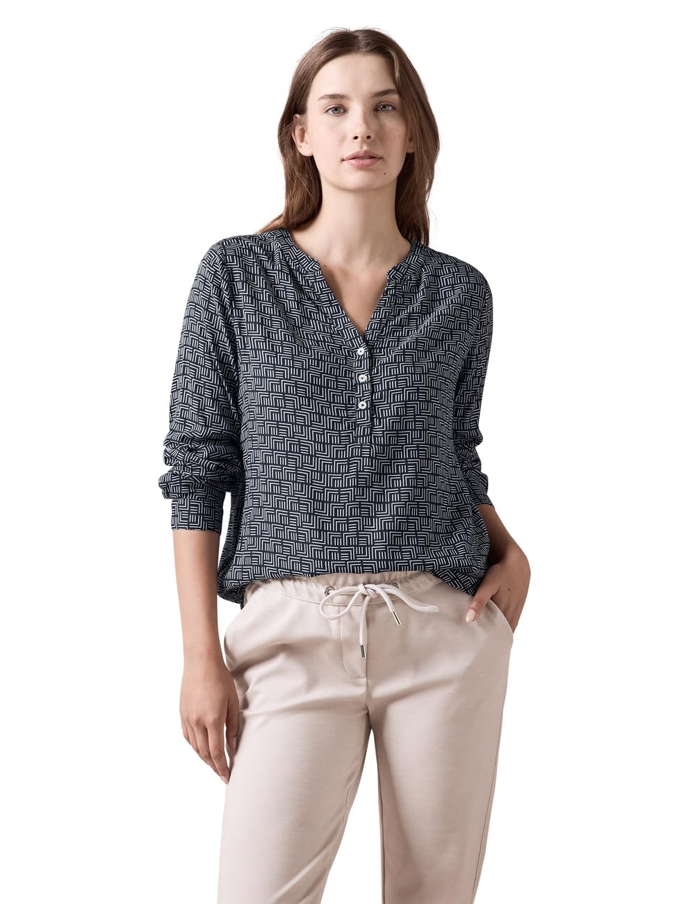 Cecil Women's Printed Blouse, Deep Petrol, XS