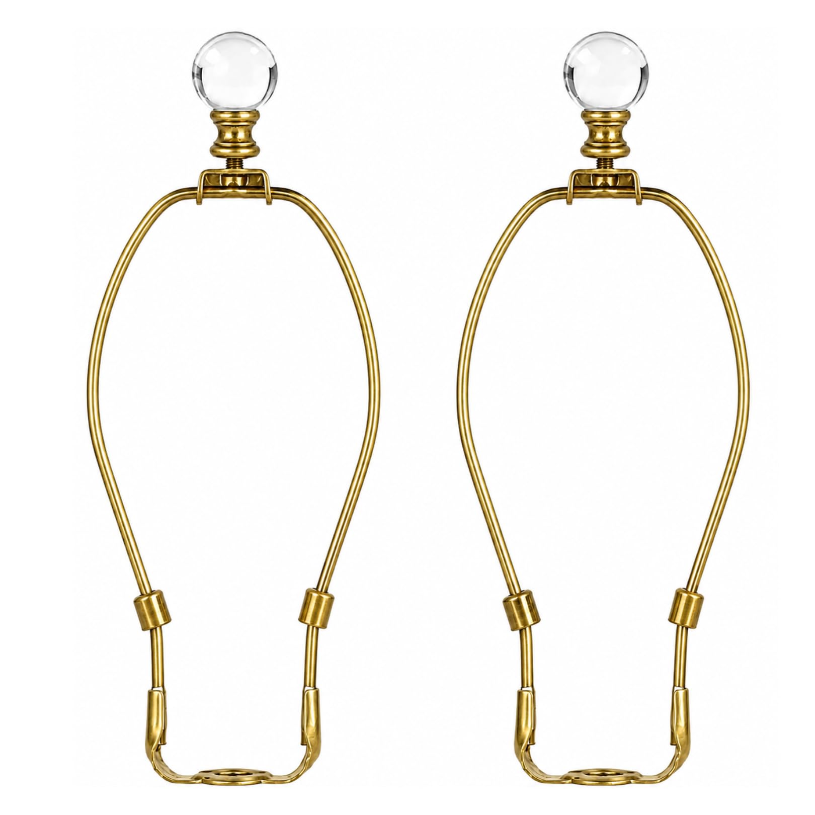 Royal Designs, Inc. HF-4001-11PB-2 Heavy Duty Lamp Harp and Crystal Finial Kit 11 inch, Polished Brass, 2-Pack