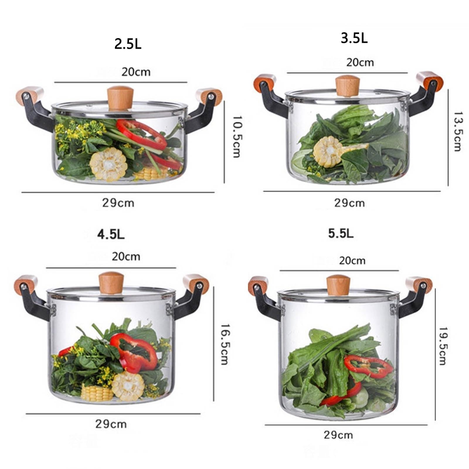 Vnook Olla de Vidrio, Olla de Vidrio for hervir Leche, Olla de Vidrio calentable, Utensilios de Cocina versátiles, for Calentar Leche y cocinar Pasta en restaurantes de cocinas domésticas(5.5L)
