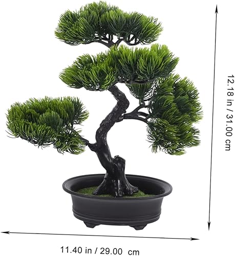 Miniatura 5 de HOMSFOU Planta artificial en maceta, plantas artificiales decorativas para interiores y exteriores, decoración japonesa, planta artificial, bonsái,