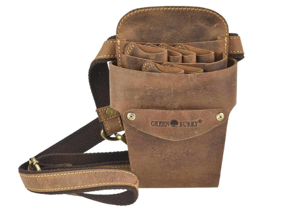 Greenburry Friseurtasche Scherentasche Scherenholster Werkzeugtasche antikbraun Leder Vintage