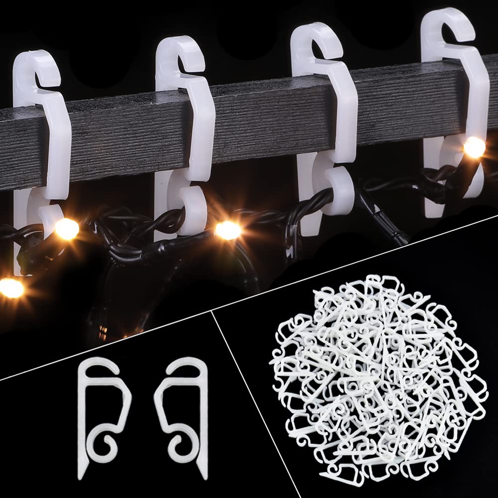 Vikdio 108 Pcs Gutter Hooks for Outdoor Lights, Christmas Lights Clips, Outdoor Lights Clips Hang Hooks Mount to Shingles Gutters Sticks on Christmas Halloween Garden Tree Home Decor