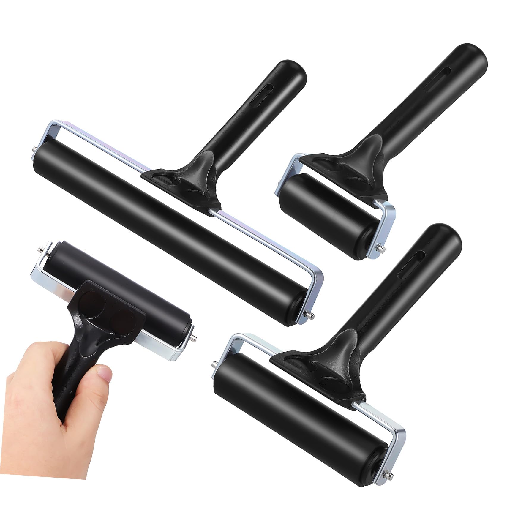 Sewroro 3 piezas Rodillos de Goma para Estampación Pack Rodillo Impresión Manualidades Pegamento y Pintura Duradero Fácil de Limpiar y Usar para Decoración y Scrapbooking