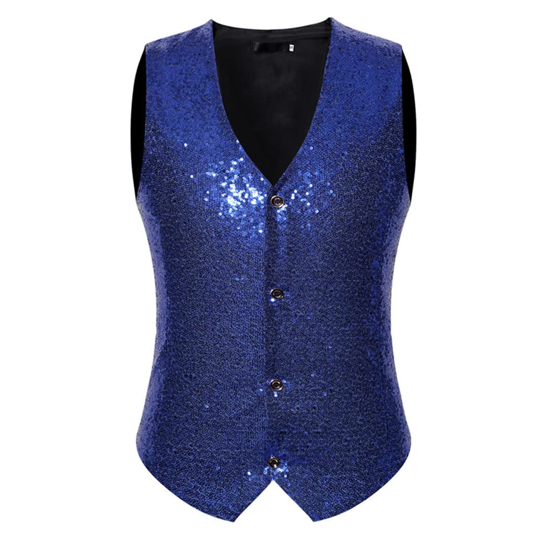Gilet da uomo rosso Paillette gilet moda rosso paillettes, Nero , XXL