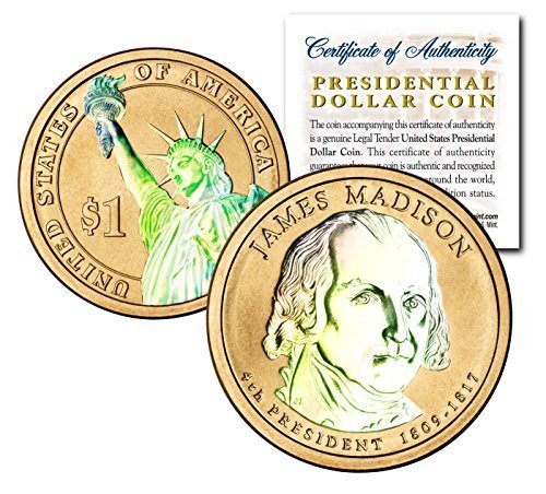 Hologram 2-Sided 2007 James Madison Presidential $1 Dollar U.S. President Coin