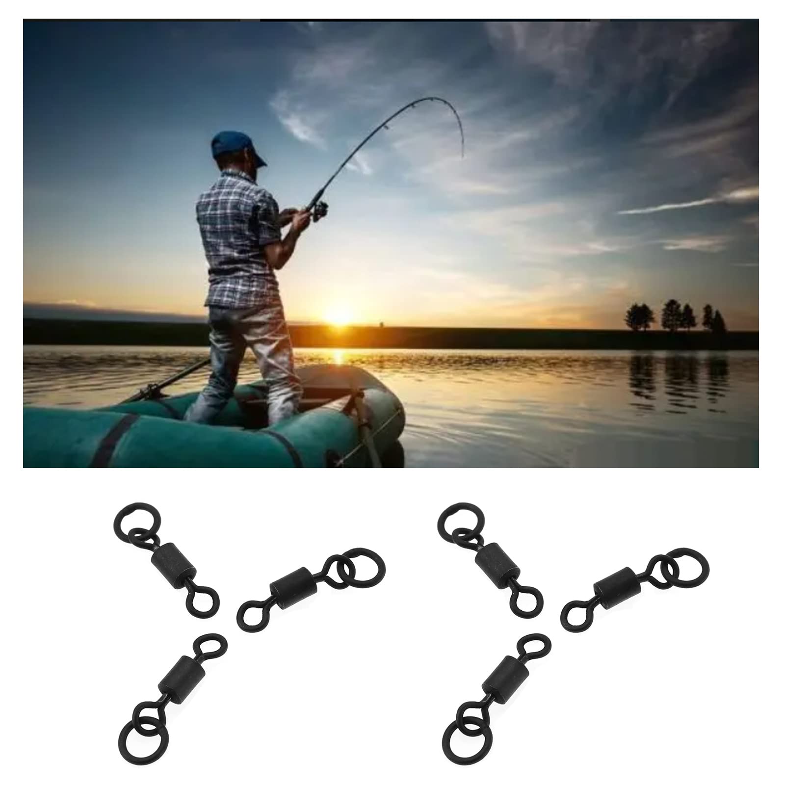 Be In Your Mind 50pcs Émerillons Hameçons Pêche 4# Acier - Anneaux Flexibles 20mm Carpe