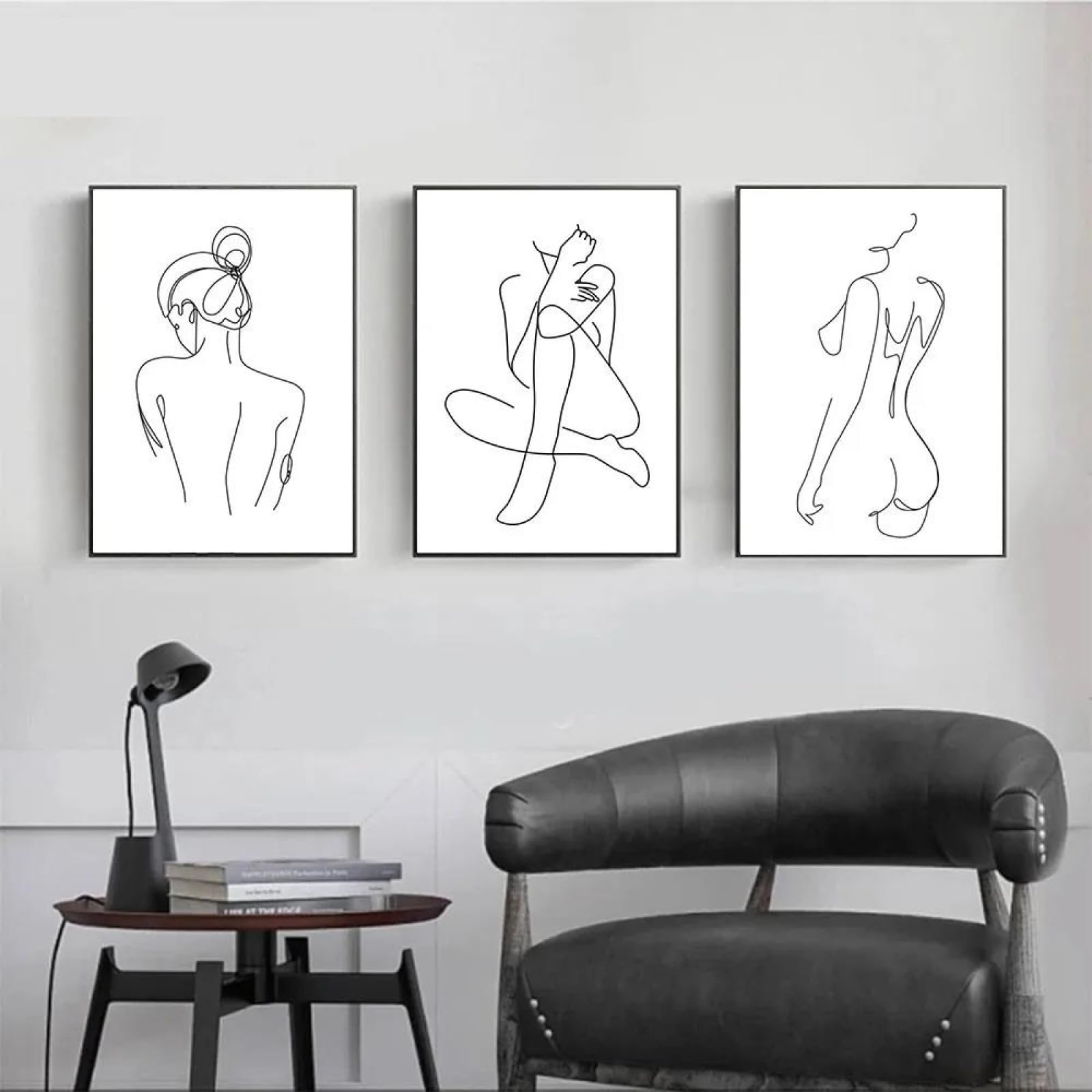 Baibexing Abstract Woman Sexy Female Body Art Print Canvas Painting Poster Line Drawing Prints Wall Art Pictures Bedroom Decor 60X80Cmx3Pcs Unframed