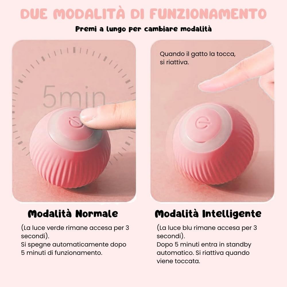 Yourbestfriendshop® Giochi Interattivi per Gatti | Power Ball 2.0 Gatto | Pallina Gatto Automatica | Gioco Gatti Interattivo | Pallina per Gatti che si Muove da Sola | Divertimento Assicurato (Rosa)