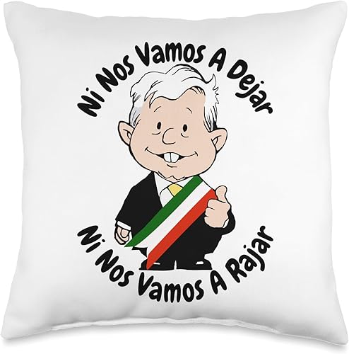 Amlo Amlito Cartoon Mexican President Peluche AMLO Amlito Dejar Ni Nos Vamos A Rajar Mexico - Almohada de 16 x 16 pulgadas, multicolor