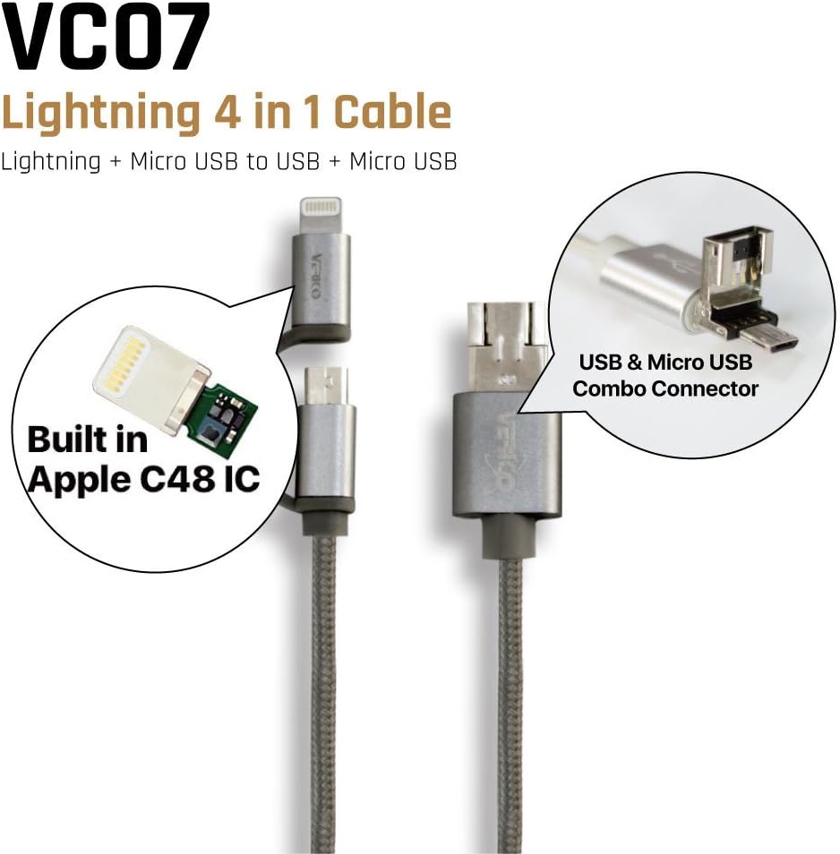 Verico VC07 Lightning 4 in 1 cable ( Lightning + Micro USB to USB + Micro USB )