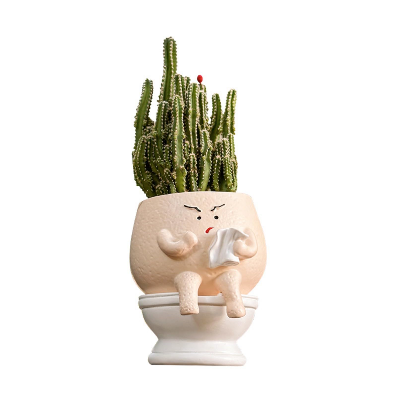 Snorvixre Desktop Toilet Shape Planter Resin Texture Creative Desk Decoration Suitable for Succulents and Miniature Gardens Novelty Sappy Container