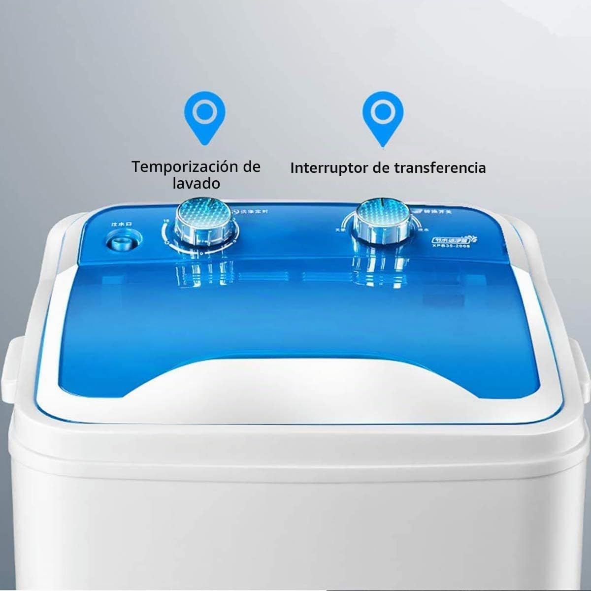 Lavadora portátil 7KG Capacidad Total Lavado Individual Centrifugado Deshidratación Limpieza Profunda UV Compacto para Acampar Dormitorios Apartamentos Habitaciones,Blue