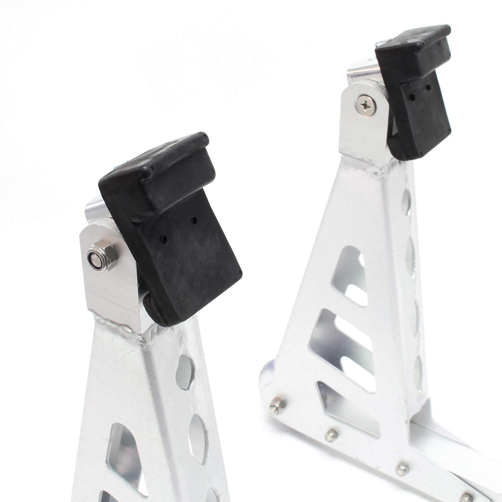 Wiltec Stojak na motocykl do przedniego koła 200-238 mm z aluminium do maks. 317 kg, stojak do serwisu motocyklu, uchwyt z dwoma kółkami