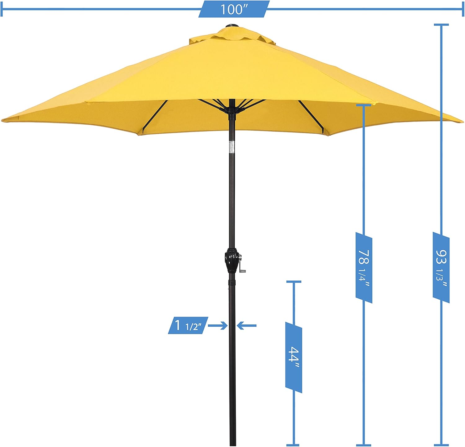 Sunline 9 ft Crank Open Push Tilt Fiberglass Ribs Aluminum Pole Market Patio Umbrella