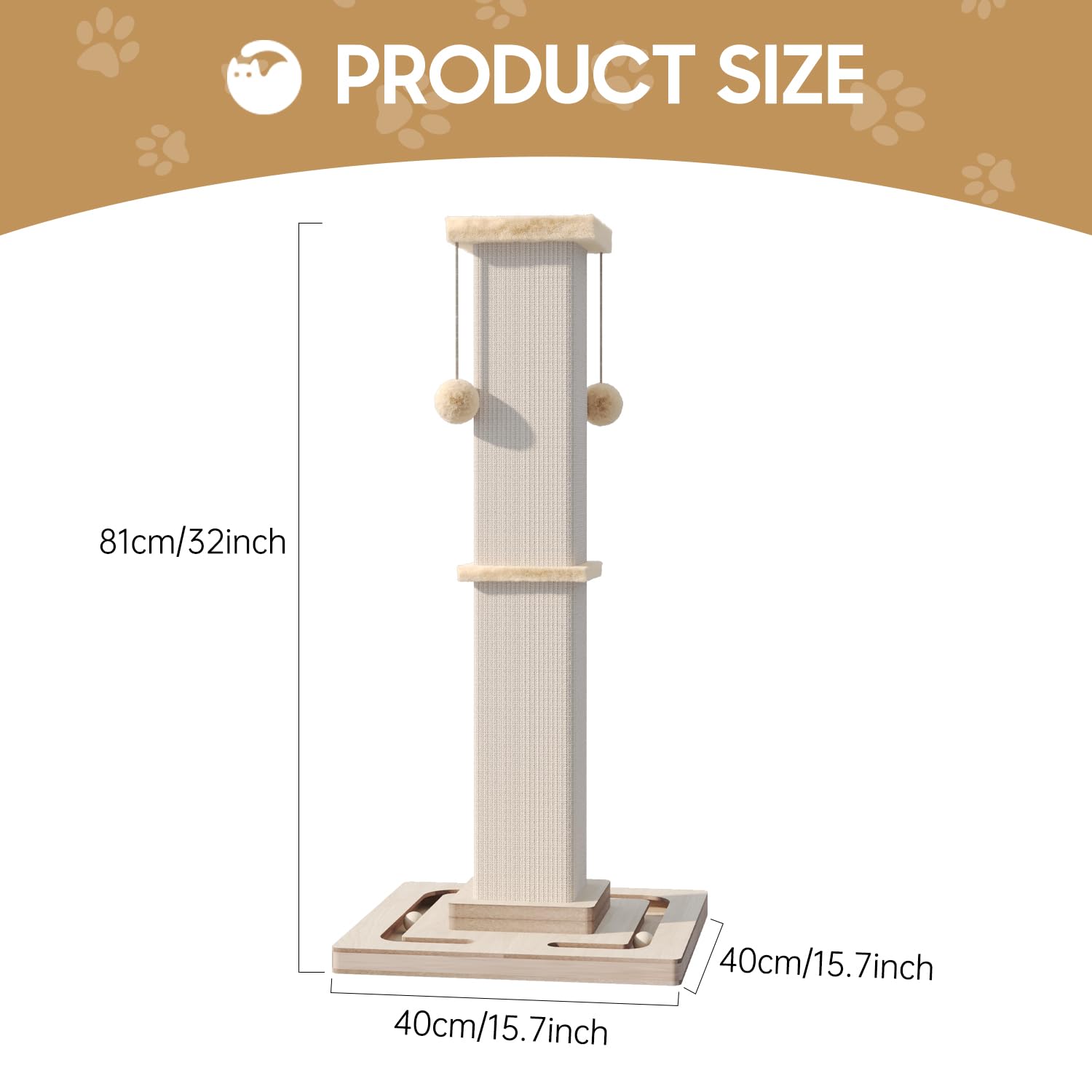 Large Cat Scratching Post, 32 Inch Tall Heavy Duty Scratching Post with Tracking Interactive Toys for Indoor - image 7