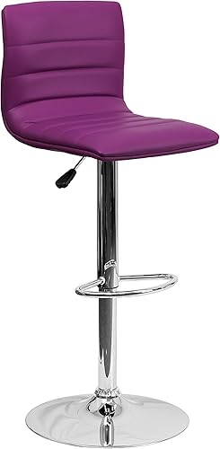 Miniatura 92 de Flash Funiture silla de bar ajustable con base cromada, Vinilo, Negro Negro -,Blanco,Marrón,Borgoña,Verde,Gris,Naranja,Púrpura,Rojo