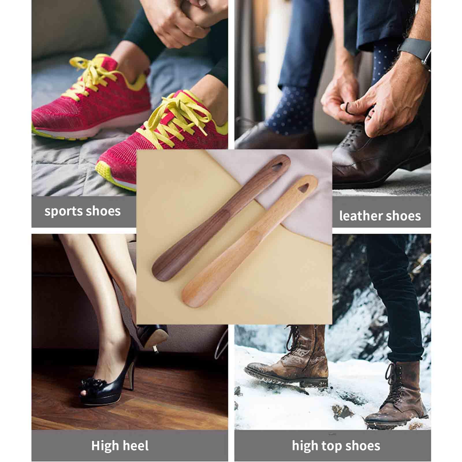 Calzador de mango largo para poner y quitar fácilmente el calzado, adecuado para hombres y mujeres, ideal para personas mayores y embarazadas, construcción de madera duradera